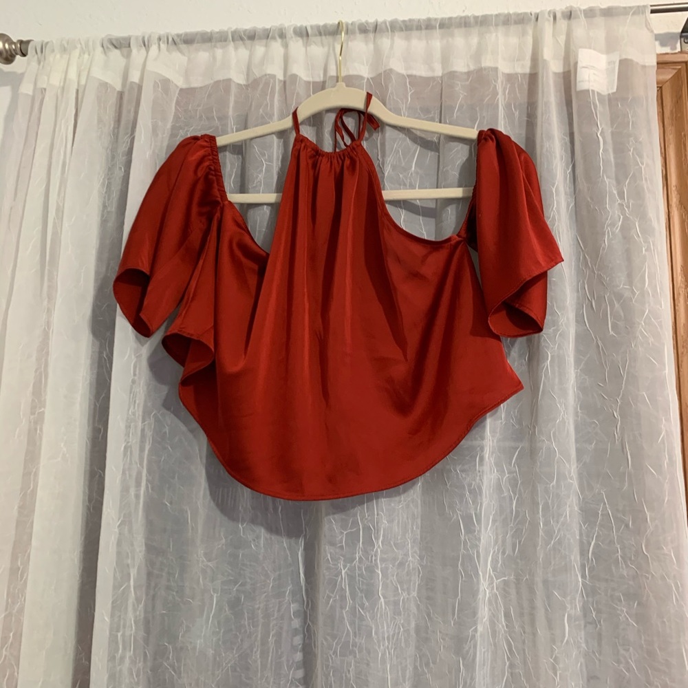 Burnt orange silky blouse